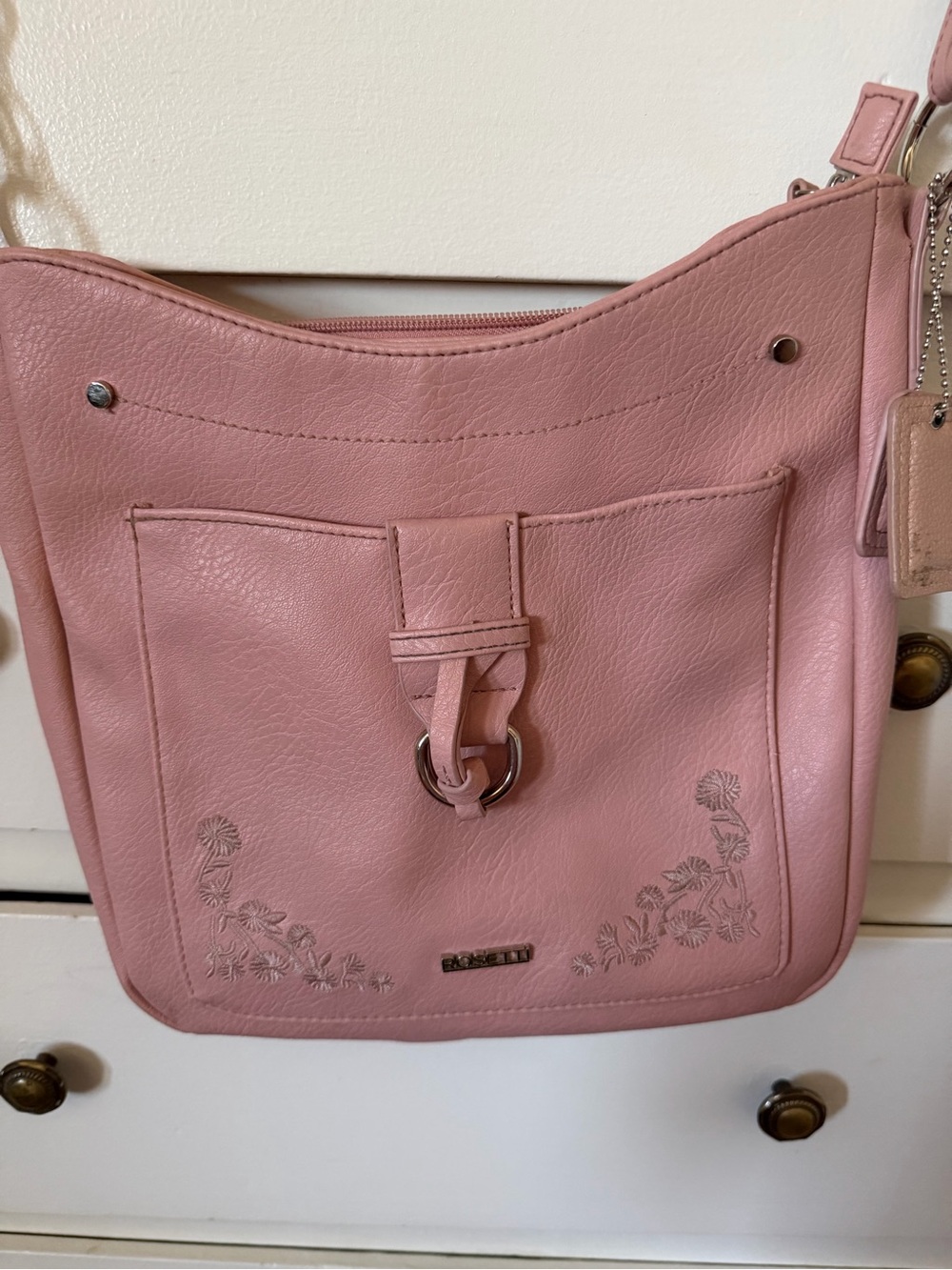 Rosetti Dusty Pink Floral Embossed Shoulder Bag